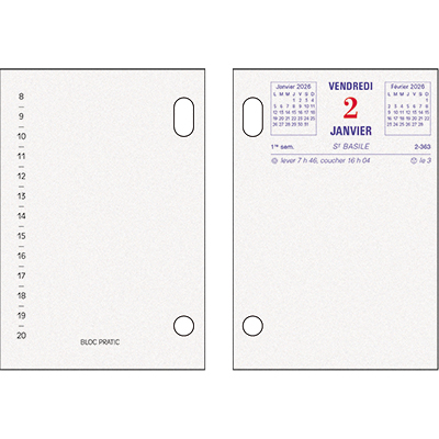 Bloc de bureau éphéméride 2026, Bloc-pratic Exacompta Forever® date à droite