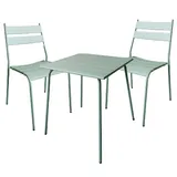 Lot 1 table + 4 chaises en métal - vert menthe