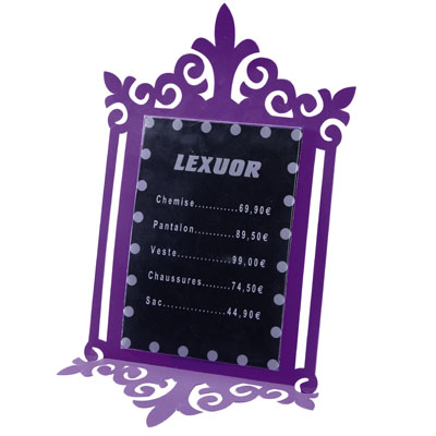 Cadre baroque à poser A5 violet - Porte-visuels de comptoir