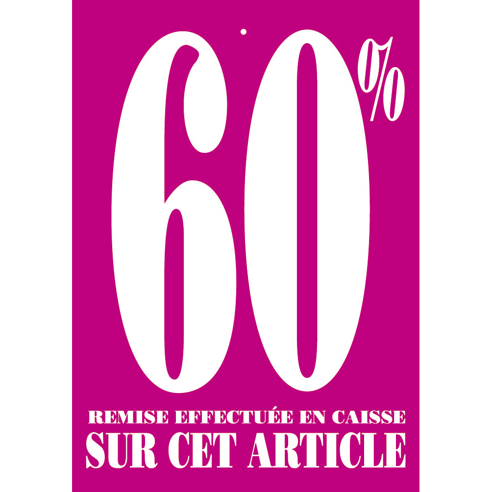 Etiquette -60% violet 60 x 85 mm - Etiquette soldes - Lot de 100 - Étiquettes Soldes