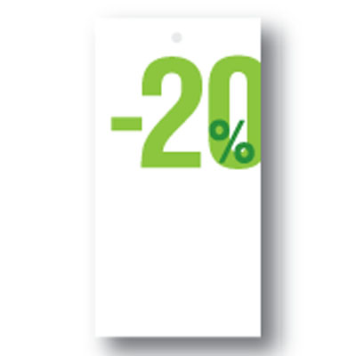 Étiquette à trou -20 % 50 × 95 mm vert / blanc – Paquet de 100 - Étiquettes Soldes