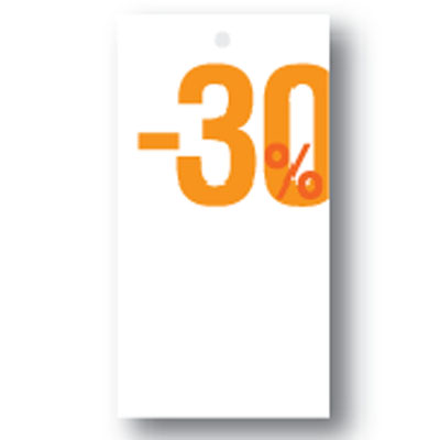 Étiquette à trou -30 % 50 × 95 mm orange / blanc – Paquet de 100 - Étiquettes Soldes
