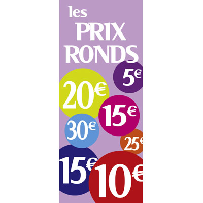Affiche Promo Prix ronds 40 x 115 cm multicolore - Affiches Prix et Pourcentages