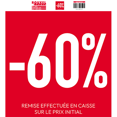 Affiche Soldes -60% rouge / blanc 38 x 42 cm 170g/m² - Affiches prix et pourcentages