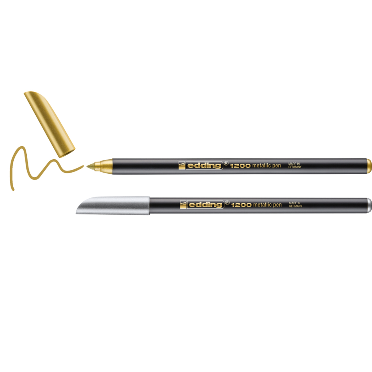 Feutres métalliques or / argent pointe ogive 1 à 3 mm - Lot de 2 - Stylos feutres