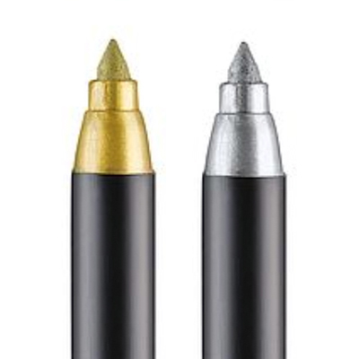 Feutres métalliques or / argent pointe ogive 1 à 3 mm - Lot de 2 - Stylos feutres-2