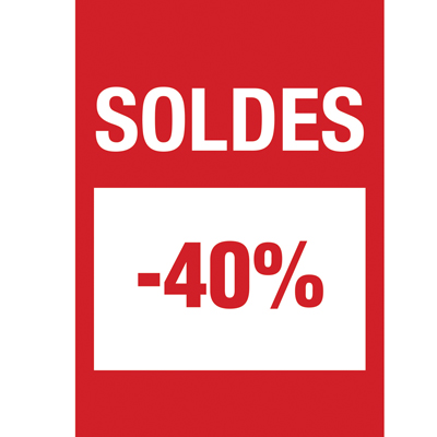 Affiche Soldes -40% 21 x 29,7 cm - Affiche promo - Paquet de 10 - Affiches Soldes