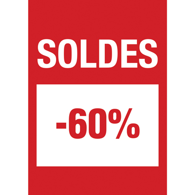 Affiche Soldes -60% 21 x 29,7 cm - Affiche promo - Paquet de 10 - Affiches Soldes