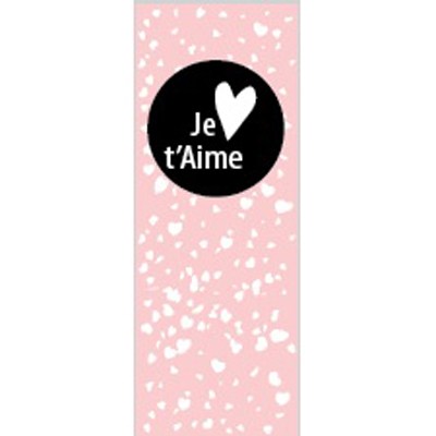 Affiche verticale St Valentin Je t'aime 42 x 115 cm rose / noir - Affiches St Valentin