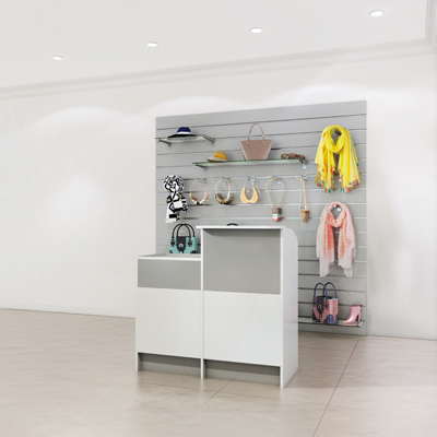 Comptoir d'accueil blanc / gris mélaminé 62,5 x 51 x 88 cm - Comptoirs Easy-5