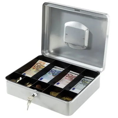 Caisse à Billets CARL – En Acier, 4 Slots Billets + 5 Slots Pièces – Parfaite Pour Maison, Bureau, école