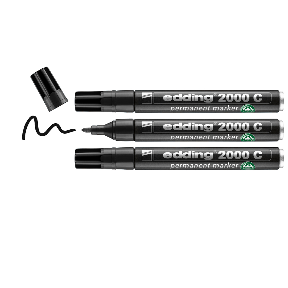 Marqueurs indélébiles 2000 C Noir pointe ogive 1,5 à 3 mm - Lot de 3 - Marqueurs