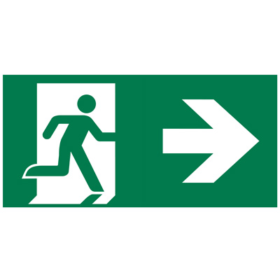 Plaque d'indicationSortie de secours à droite - Registres obligatoires, Signalétique de sécurité