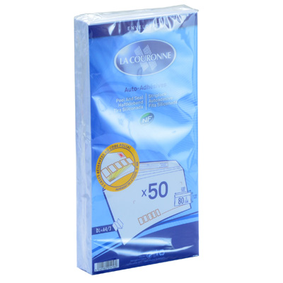 Enveloppe blanche DL 110 x 220 mm précasées 80g La Couronne - Paquet de 50 - Enveloppes blanches-1