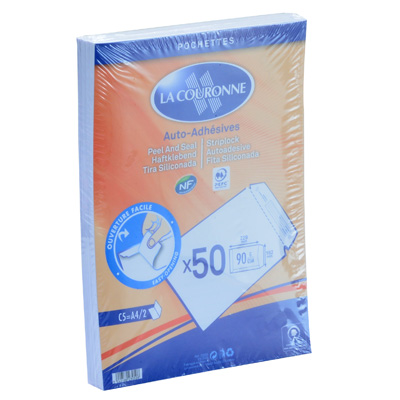 Pochette blanche C5 162 x 229 mm 90g sans fenêtre La Couronne - Paquet de 50 - Enveloppes blanches-1