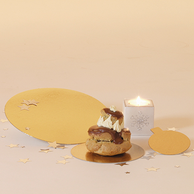 Rond pâtisserie Or/Noir ø14cm carton recyclé - Paquet de 100 - Semelles à gâteaux-2