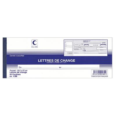 Lettre de change 50 feuillets autocopiants 27 x 10,2 cm - Lot de 5 - Registres et agendas de comptabilité