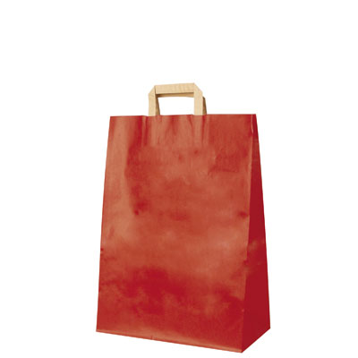 Sacs cabas kraft  - Sacs kraft couleur poignées plates