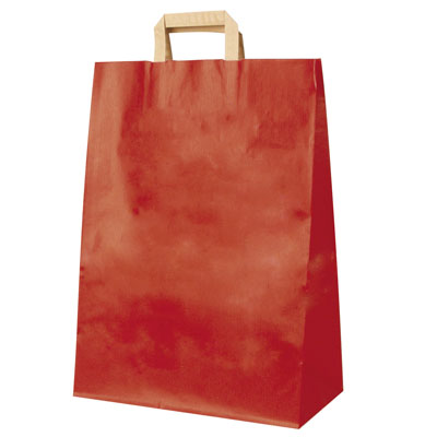 Sacs cabas kraft  - Sacs kraft couleur poignées plates