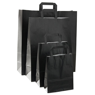 Sacs cabas kraft  - Sacs kraft couleur poignées plates-1