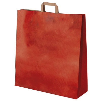 Sacs cabas kraft  - Sacs kraft couleur poignées plates