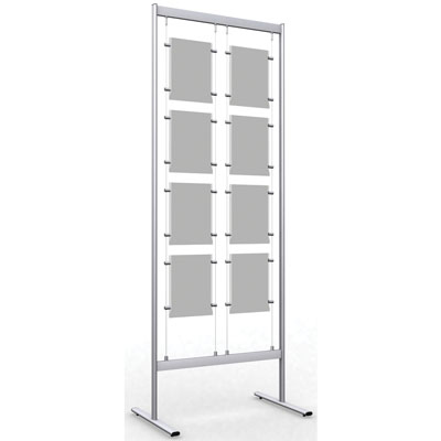 Panneau d’affichage multi-cadres - Présentoir porte-affiches sur câbles 8xA4 vertical - Vitrines d'affichage