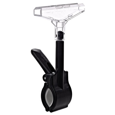 Pince porte-étiquette pivotante noire ABS – fixation jusqu’à 35 mm 8 x 14 cm - Lot de 10 - Porte-affiches à clipser - à pincer