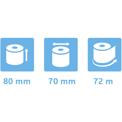 Bobine papier thermique l 80 x ø 70 x L 72 m, mandrin 12 mm – rouleau caisse – Paquet de 5 - Bobinettes de caisse-1