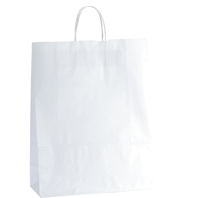 Sac kraft blanc à poignées torsadées 35+14x44cm 90g/m² (x50) - Sacs kraft blanc poignées torsadées