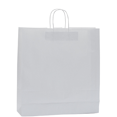 Sac kraft blanc à poignées torsadées 46+14x40cm 90g/m² (x50) - Sacs kraft unis, poignées torsadées
