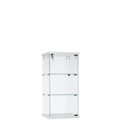 Comptoir vitrine en verre trempé - Verre transparent - L 40 x P 40 x H 85 cm - Vitrines tablettes fixes