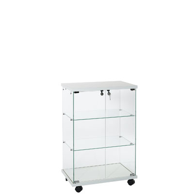 Comptoir vitrine en verre trempé - Verre transparent - L 60 x P 40 x H 90 cm - Vitrines tablettes fixes