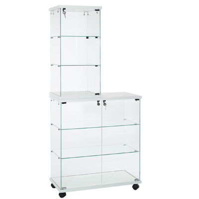 Comptoir vitrine - Verre transparent - L 80 x P 40 x H 90 cm - Vitrines tablettes fixes-1