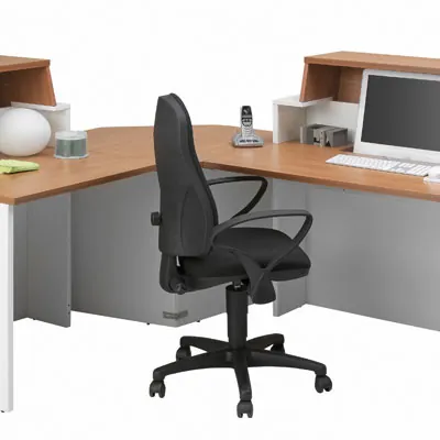 Banque d'accueil droite Chêne/Blanc - L 120 x P 83 x H 110/74 cm - Bureaux d'accueil Sunday-1