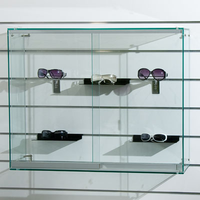 Vitrine murale pour panneau rainuré - L 90 x P 26 x H 70 cm - Vitrines murales