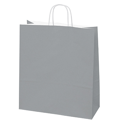 Sac kraft gris à poignées torsadées 35+14x44cm 90g/m² (x50) - Sacs kraft unis, poignées torsadées
