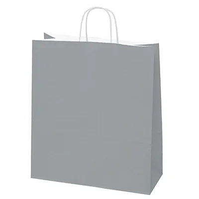 Sac kraft gris à poignées torsadées 35+14x44cm 90g/m² (x50) - Sacs kraft couleur poignées torsadées