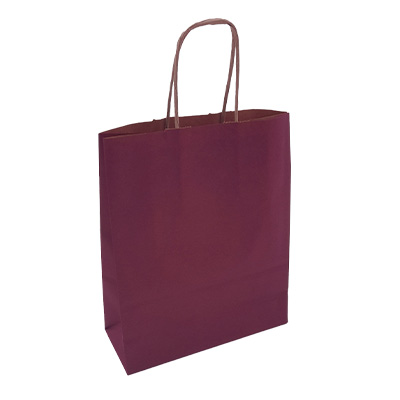 Sac kraft aubergine à poignées torsadées 19+8x24cm 100g/m² (x50) - Sacs kraft couleur poignées torsadées