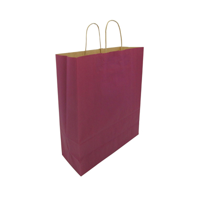 Sac kraft aubergine à poignées torsadées 35+14x44cm 100g/m² (x50) - Sacs kraft unis, poignées torsadées