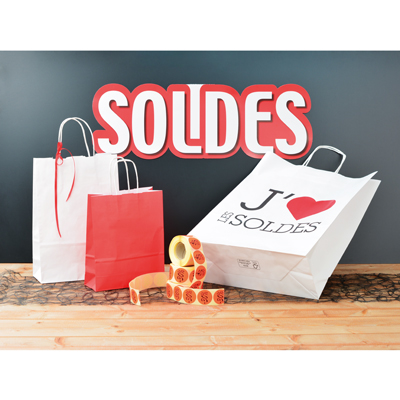 Sac kraft rouge à poignées torsadées 24+12x31cm 90g/m² (x50) - Sacs kraft couleur poignées torsadées-1