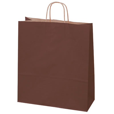Sac kraft chocolat à poignées torsadées 35+14x44cm 100g/m² (x50) - Sacs kraft unis, poignées torsadées