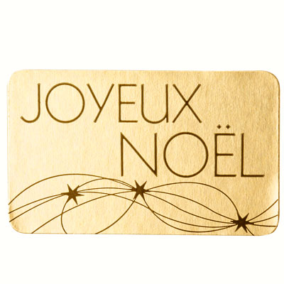 Étiquette cadeau adhésive Joyeux Noël or rétro vintage 32x19mm - Boîte de 1000 - Étiquettes cadeaux adhésives