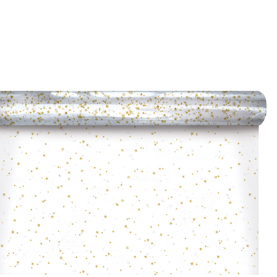 Film fleuriste - Film polypropylène Étoiles or 80 cm x 120 m 35µ - Films polypropylène à motifs