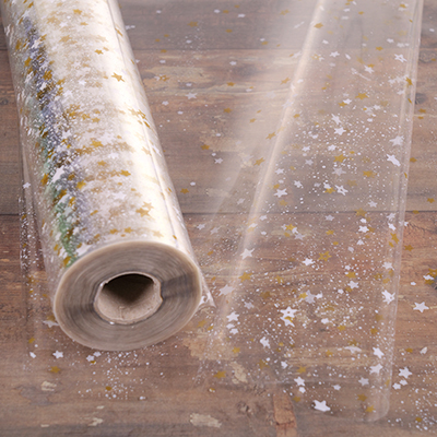 Film fleuriste - Film polypropylène Étoiles or 80 cm x 120 m 35µ - Films polypropylène à motifs-2