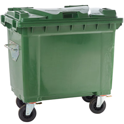 Conteneur 660 litres vert PE-HD - Poubelles professionnelles