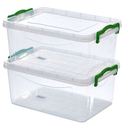Bacs de rangement plastique 9,5L transparent 37 x 25 x16 cm - Lot de 5 - Bacs de rangement-2