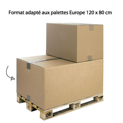 Caisse américaine carton, carton double cannelure 120x80x60cm  - Caisses américaines cartons-2