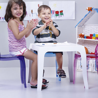 Table blanche plastiqueQueen 51 x 51 x H 43 cm - Tables-2