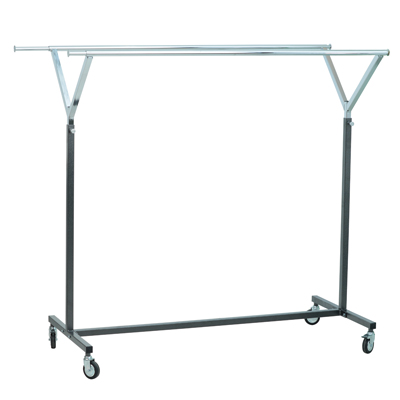 Portant double barre Y - largeur et hauteur réglables - L 140/195 x H 140/200 cm - Portants à vêtements droits