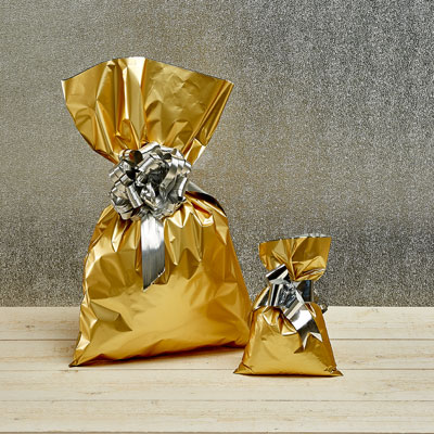Pochette cadeau métallisée or 40 x 60 cm - Sachet cadeau or - Lot de 25 - Pochettes cadeaux métallisées-1
